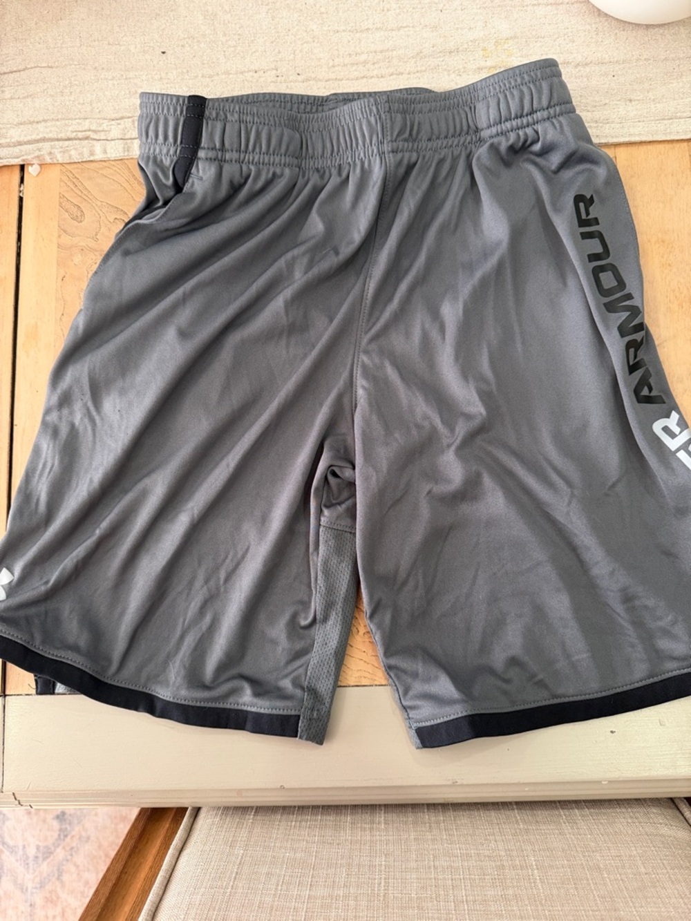 Under Armour Men's Gray Athletic Training Shorts with Black Trim